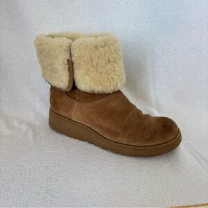 UGG Tan Cream wedge Winter Boots Sheepskin Lining